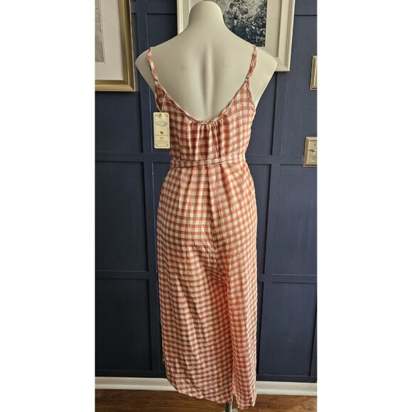 Plaid Wide Leg Cropped Jumpsuit sz Small New - Picture 3 of 5